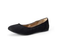 Amazon Essentials Women's Belice Ballet Flat, Black Microsuede, 3 UK