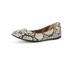Amazon Essentials Women's Belice Ballet Flat, Black White Faux Snake Skin, 4.5 UK