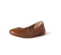 Amazon Essentials Women's Belice Ballet Flat, Chestnut Brown Faux Leather, 2.5 UK Wide