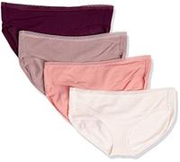 Amazon Essentials Women's Bikini Knickers, Pack of 4, Dark Purple/Light Purple/Mauve, 14