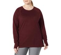 Amazon Essentials Women's Brushed Tech Stretch Long-Sleeve Crewneck Shirt - Discontinued Colours, Burgundy Space Dye, M