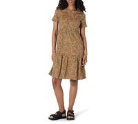 Amazon Essentials Women's Casual Cotton Short Sleeve Crew Neck Tiered Dress, Dark Camel Leopard, XXL