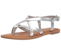 Amazon Essentials Women's Casual Strappy Sandal, Silver, 2 UK