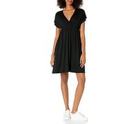 Amazon Essentials Women's Casual Surplice Dress for Beach and Wedding Guest Wear (Available in Plus Size), Black, XS