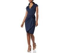 Amazon Essentials Women's Classic Cap Sleeve Wrap Dress for Wedding Guest and Evening Wear (Available in Plus Size), Navy, 3XL Plus