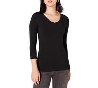 Amazon Essentials Women's Classic-Fit 3/4 Sleeve V-Neck T-Shirt (Available in Plus Size), Black, Large
