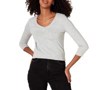 Amazon Essentials Women's Classic-Fit 3/4 Sleeve V-Neck T-Shirt (Available in Plus Size), Light Grey Heather, X-Small