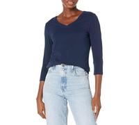 Amazon Essentials Women's Classic-Fit 3/4 Sleeve V-Neck T-Shirt (Available in Plus Size), Navy, Medium