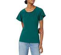 Amazon Essentials Women's Classic-Fit Cape Sleeve Open Crewneck T-Shirt, Forest Green, Small