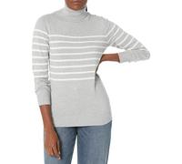 Amazon Essentials Women's Classic-Fit Lightweight Long-Sleeve Jumper, Light Grey Heather White Placed Stripe, XXL