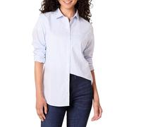 Amazon Essentials Women's Classic-Fit Long-Sleeve Button-Down Poplin Shirt, French Blue White Stripe, Medium