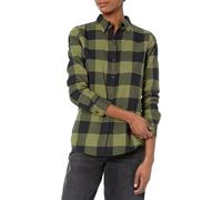 Amazon Essentials Women's Classic-Fit Long-Sleeve Lightweight Plaid Flannel Shirt, Black Olive Buffalo Check, X-Large