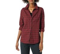 Amazon Essentials Women's Classic-Fit Long-Sleeve Lightweight Plaid Flannel Shirt, Black Red Preppy Check, XX-Large