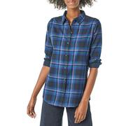 Amazon Essentials Women's Classic-Fit Long-Sleeve Lightweight Plaid Flannel Shirt, Navy Chelsea Tartan, Small