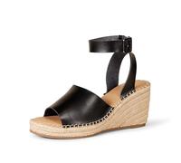 Amazon Essentials Women's Comfortable Wedge Espadrille Sandal, Black, 9