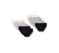 Amazon Essentials Women's Cotton Bikini Brief Underwear (Available in Plus Size), Pack of 10, Black/Grey Heather/Light Pink/White, 20