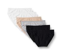 Amazon Essentials Women's Cotton Bikini Brief Underwear (Available in Plus Size), Pack of 6, Black/Grey Heather/Light Pink/White, 20
