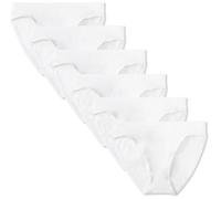 Amazon Essentials Women's Cotton Bikini Brief Underwear (Available in Plus Size), Pack of 6, White, 12