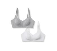 Amazon Essentials Women's Cotton Jersey Support Nursing Bra, Pack of 2, Grey Heather/White, 32C