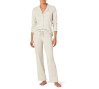 Amazon Essentials Women's Cotton Modal Long-Sleeve Shirt and Full-Length Bottom Pajama Set, Beige, Large