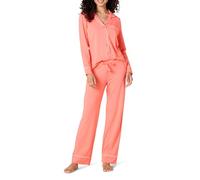 Amazon Essentials Women's Cotton Modal Long-Sleeve Shirt and Full-Length Bottom Pajama Set, Coral Pink, 6X