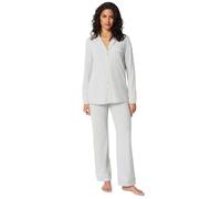 Amazon Essentials Women's Cotton Modal Long-Sleeve Shirt and Full-Length Bottom Pajama Set, Grey Heather, Small