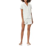 Amazon Essentials Women's Cotton Modal Piped Notch Collar Pajama Set, Comfortable Loungewear (Available in Plus Size), Jade Green, Small