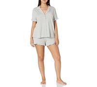 Amazon Essentials Women's Cotton Modal Piped Notch Collar Short Pyjama Set, Comfortable Loungewear (Available in Plus Size)