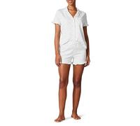 Amazon Essentials Women's Cotton Modal Piped Notch Collar Short Pyjama Set, Comfortable Loungewear (Available in Plus Size)