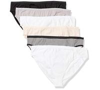 Amazon Essentials Women's Cotton Stretch High-Cut Bikini Pants, Pack of 6, Basic Colors, 5XL Plus