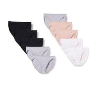 Amazon Essentials Women's Cotton Stretch High-Cut Bikini Underwear, Pack of 10, Beige/Black/Grey Heather/White, 20