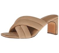 Amazon Essentials Women's Crossover Heeled Sandal with Padded Straps and Memory Foam Insole, Beige Faux Microsuede, 10 UK