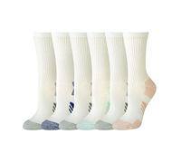 Amazon Essentials Women's Cushioned Breathable Athletic Performance Crew Socks, White, 3-7