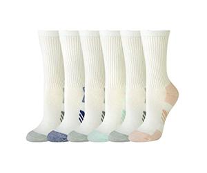 Amazon Essentials Women's Cushioned Breathable Athletic Performance Crew Socks, White, 3-7