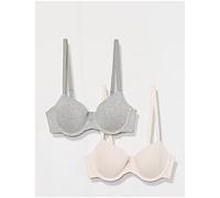 Amazon Essentials Women's Demi Cup Cotton Bra, Pack of 2, Grey Heather/Pearl, 38D