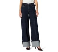 Amazon Essentials Women's (Demi's Pick) High-Rise Wide-Leg Cuffed Jean, Rinse, 14-16