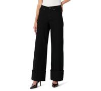 Amazon Essentials Women's (Demi's Pick) High-Rise Wide-Leg Cuffed Jeans, Black, 12