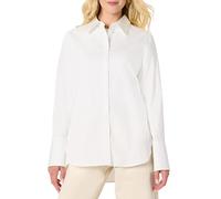 Amazon Essentials Women's (Demi's Pick) Oversized-Fit Cotton Stretch Poplin Button-Down Dress Shirt, Bright White, M