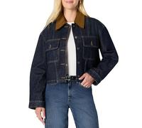 Amazon Essentials Women's (Demi's Pick) Oversized-Fit Cropped Denim Jacket with Contrast Collar, Rinse, XXL