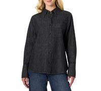 Amazon Essentials Women's (Demi's Pick) Oversized-Fit Denim Button-Down Shirt, Black, M