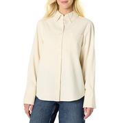 Amazon Essentials Women's (Demi's Pick) Oversized-Fit Denim Button-Down Shirt, Ecru, L