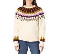 Amazon Essentials Women's (Demi's Pick) Oversized-Fit Fair Isle Crewneck Jumper, Cream Caramel Chevron Knit, S
