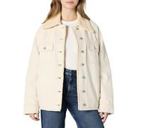 Amazon Essentials Women's (Demi's Pick) Oversized-Fit Faux-Shearling Lined Denim Jacket, Ecru, XXS