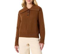 Amazon Essentials Women's (Demi's Pick) Relaxed-Fit Button Collar Jumper, Caramel Heather, L