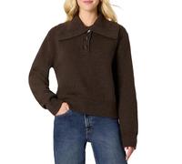 Amazon Essentials Women's (Demi's Pick) Relaxed-Fit Button Collar Jumper, Chocolate Heather, L