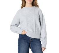 Amazon Essentials Women's (Demi's Pick) Relaxed-Fit Cable Crewneck Jumper, Light Grey Heather, XXL