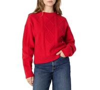 Amazon Essentials Women's (Demi's Pick) Relaxed-Fit Cable Crewneck Jumper, Red, L