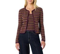 Amazon Essentials Women's (Demi's Pick) Slim-Fit Ribbed Cardigan & Cami Set with Removable Straps, Burgundy Brown Stripes, XL
