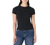 Amazon Essentials Women's (Demi's Pick) Slim-Fit Stretch Rib Short-Sleeve Tee, Black, S