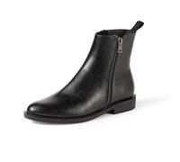 Amazon Essentials Women's Exterior Zip Flat Ankle Boot, Black Faux Leather, 4.5 UK